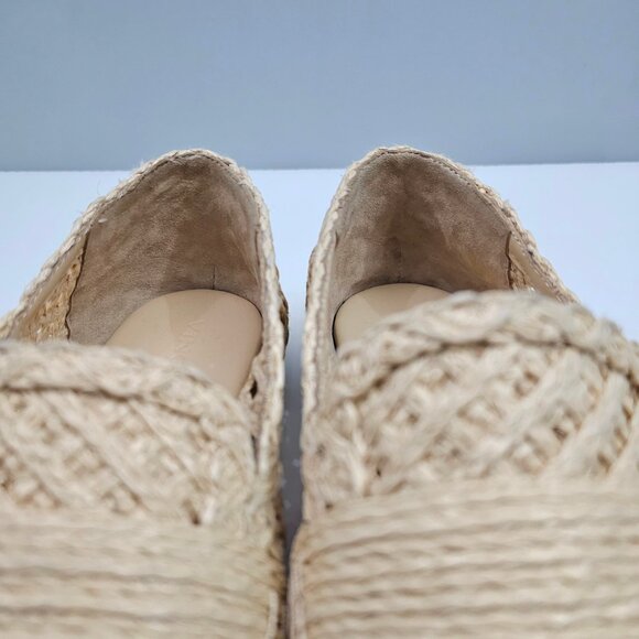 Vince Davis Loafer Womens 9 Natural Raffia Woven Slip On Flats Summer Designer - Picture 7 of 14